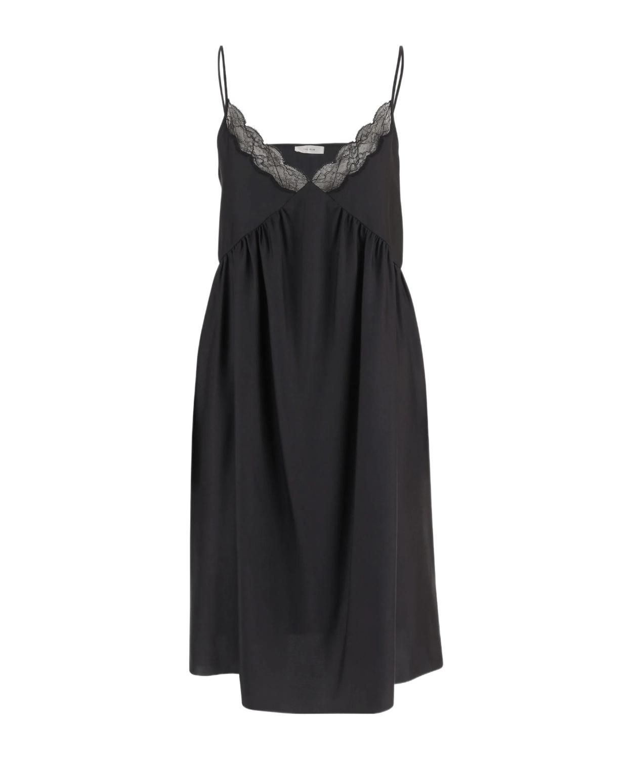the row lace dress The Row Kolara lace-trimmed silk satin slip dress The Row