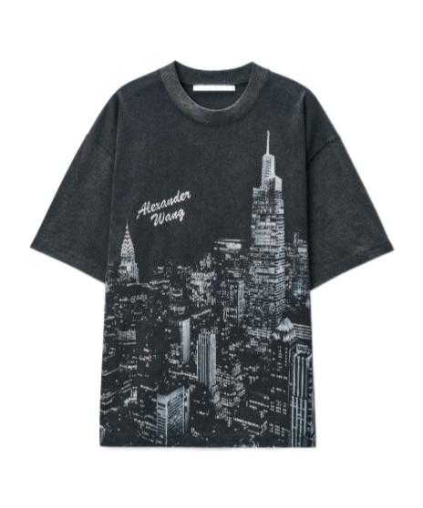 【関税&送料込】Alexander Wang Dark Grey Cotton Blend T-Shir Alexander Wang Black Distressed T-Shirt Alexander Wang