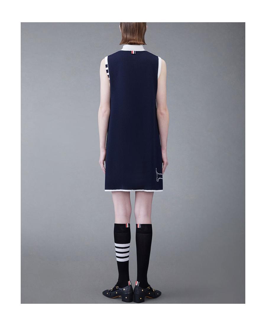 ■THOM BROWNE■ 4 Bar Stripe Short Sleeve Dress Navy FKD152A Thom Browne Signature 4-Bar Stripe Dress in Blue | Lyst