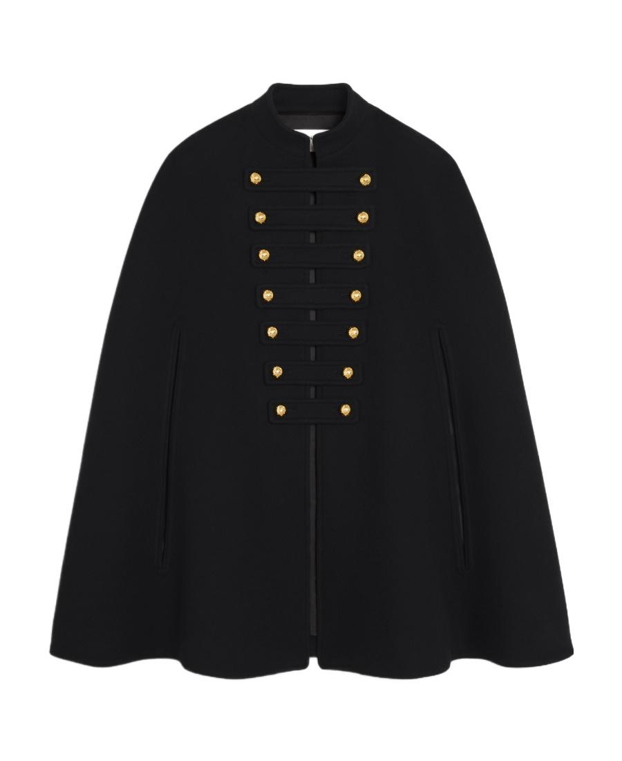 ポンチョ・ケープ CELINE | OFFICER CAPE IN WOOL AND CASHMERE CLOTH Celine Officer Cape in Black | Lyst