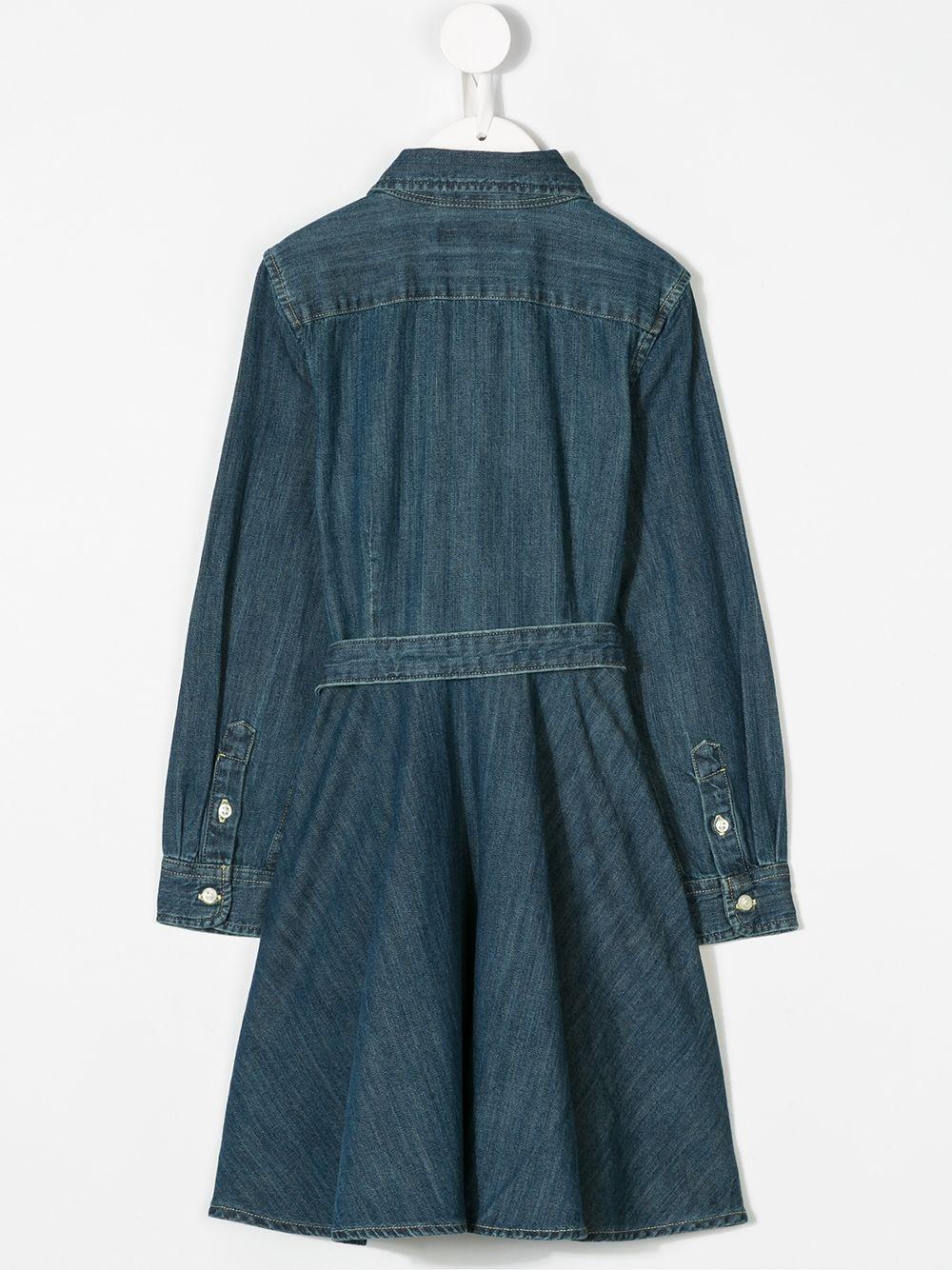knee length dresses for ladies Pacific Blue Chambray Woven Collared Long Sleeve Shirt Dress main image 0