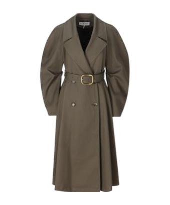 【国内発送】LOEWE トレンチコート Belted double trench coat Loewe Blurred Print Trench Coat in Beige & Multi | FWRD