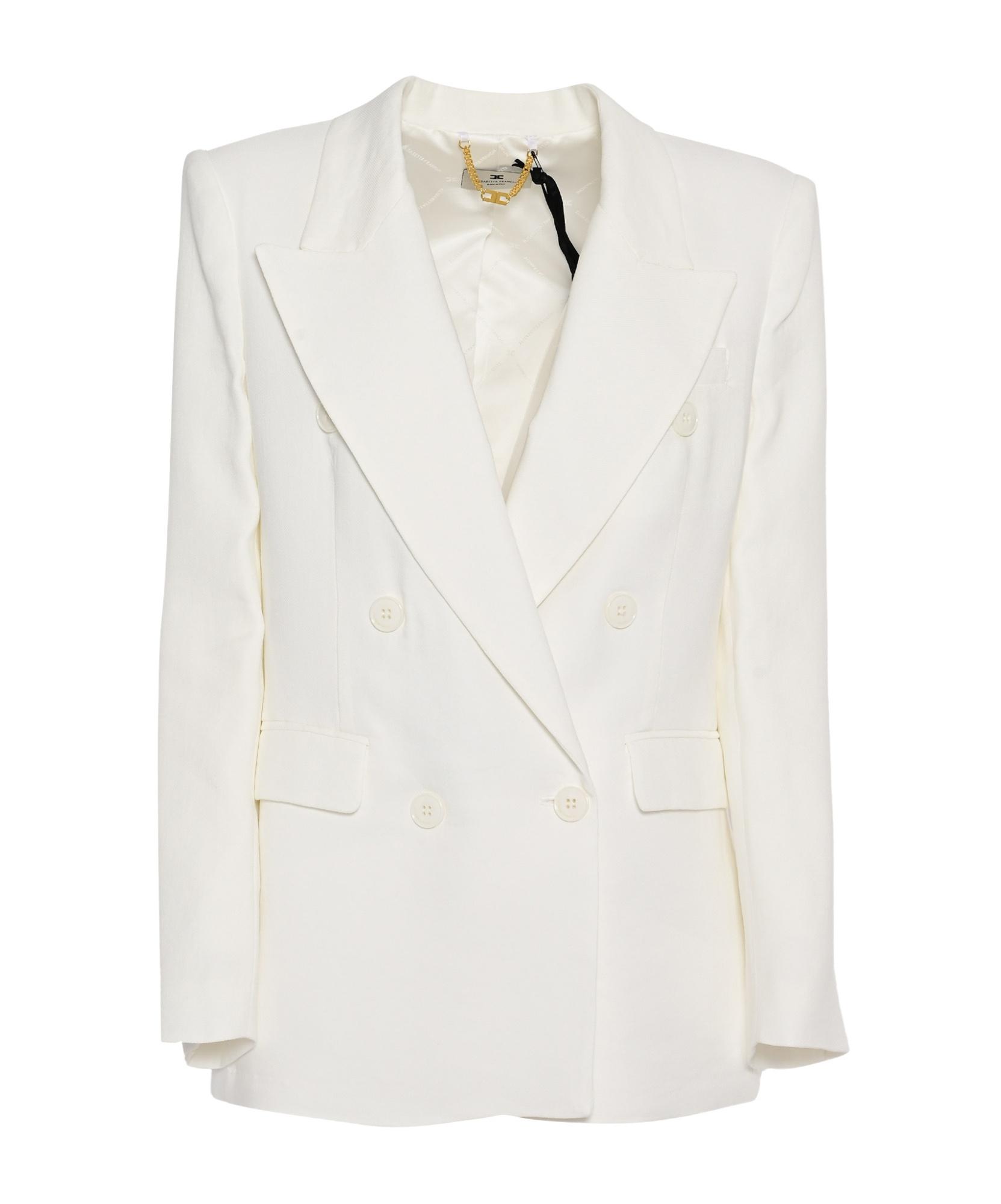 【25SS】 ELISABETTA FRANCHI ボタン付き クレープ ジャケット Elisabetta Franchi Coffee Jacket in double layer crêpe