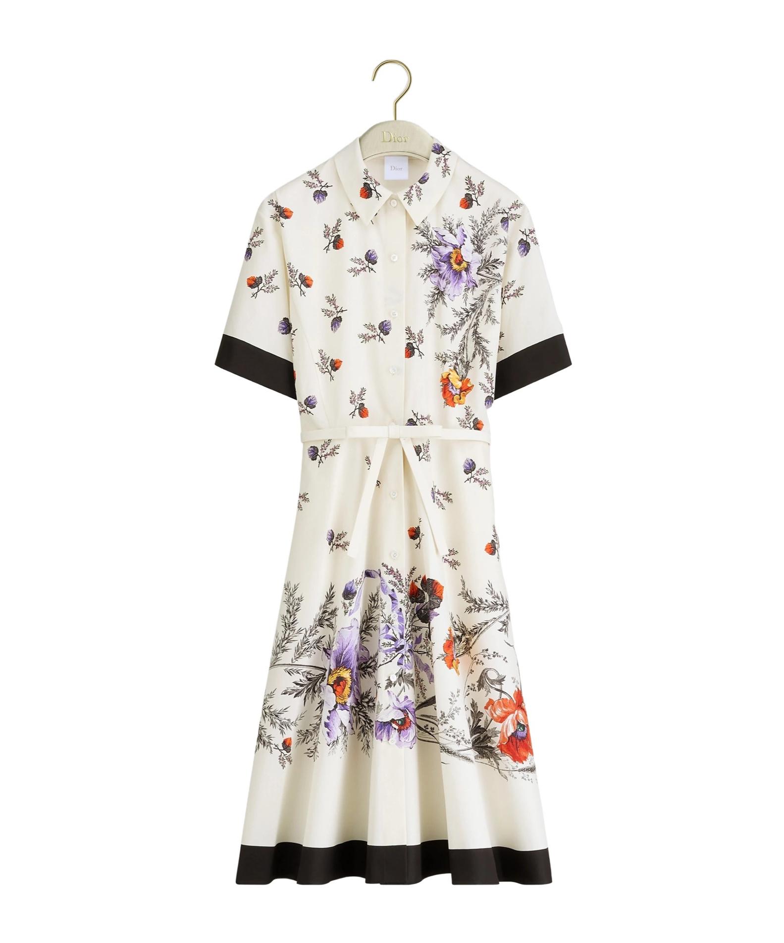 dior mid length shirt dress Mid-Length Belted Shirtdress Blue Dior Oblique Silk Twill