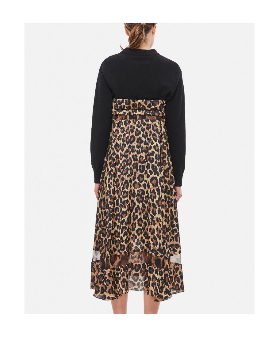 ■sacai■サカイ■Leopard Print Jersey & Satin Midi Dress■ Sacai Leopard Printed Midi Dress | Lyst