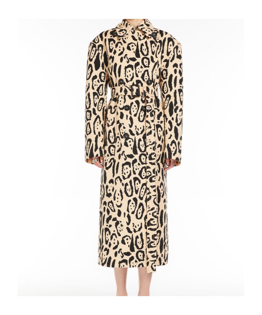 Sportmax Pure Cotton Animal-Print Trench Coat in White | Lyst
