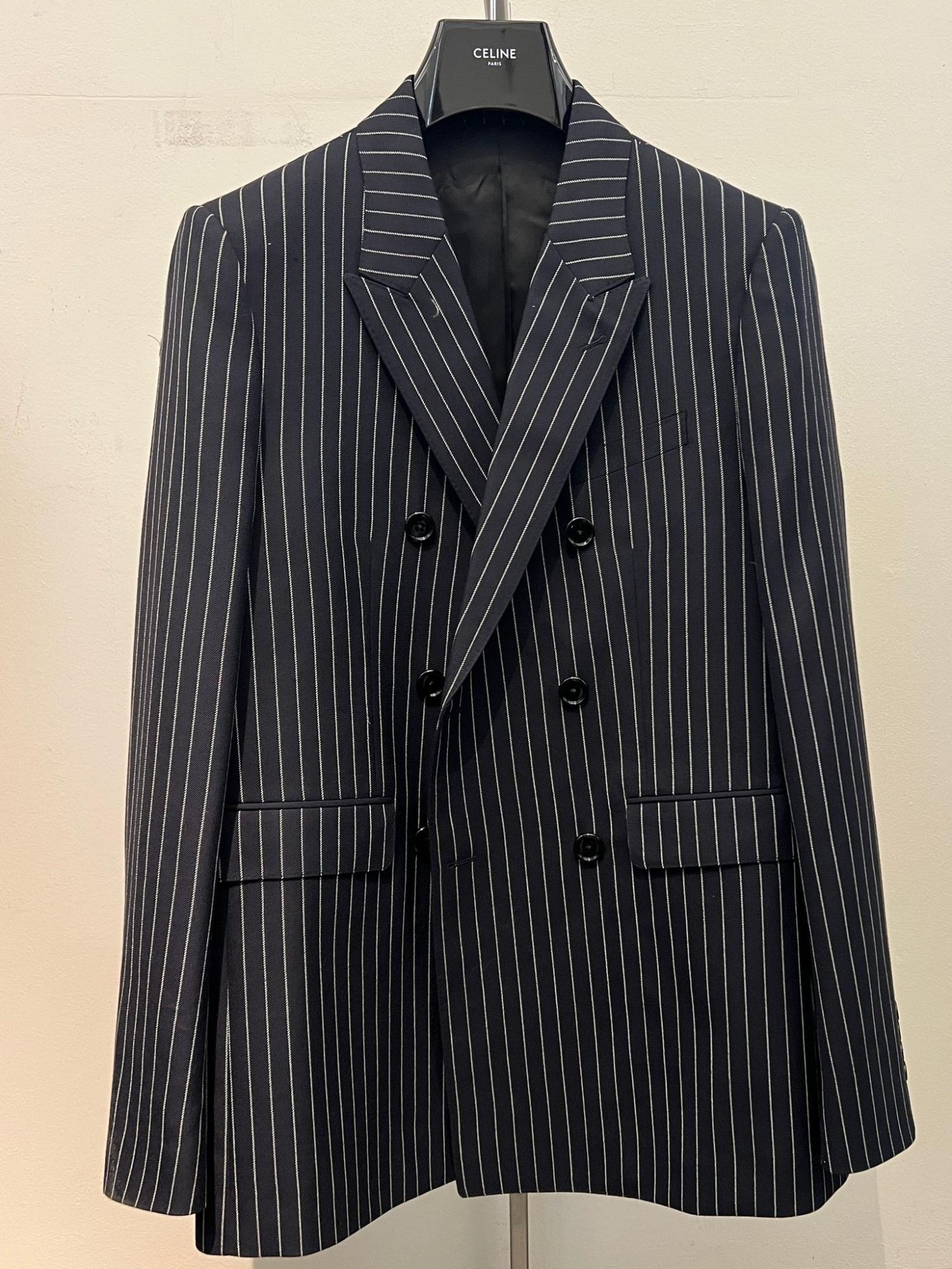 CELINE｜BLAZERS ( JACKET IN STRIPED WOOL (2V18T547O BNF BLAZER IN STRIPED WOOL - DARK NAVY | CELINE