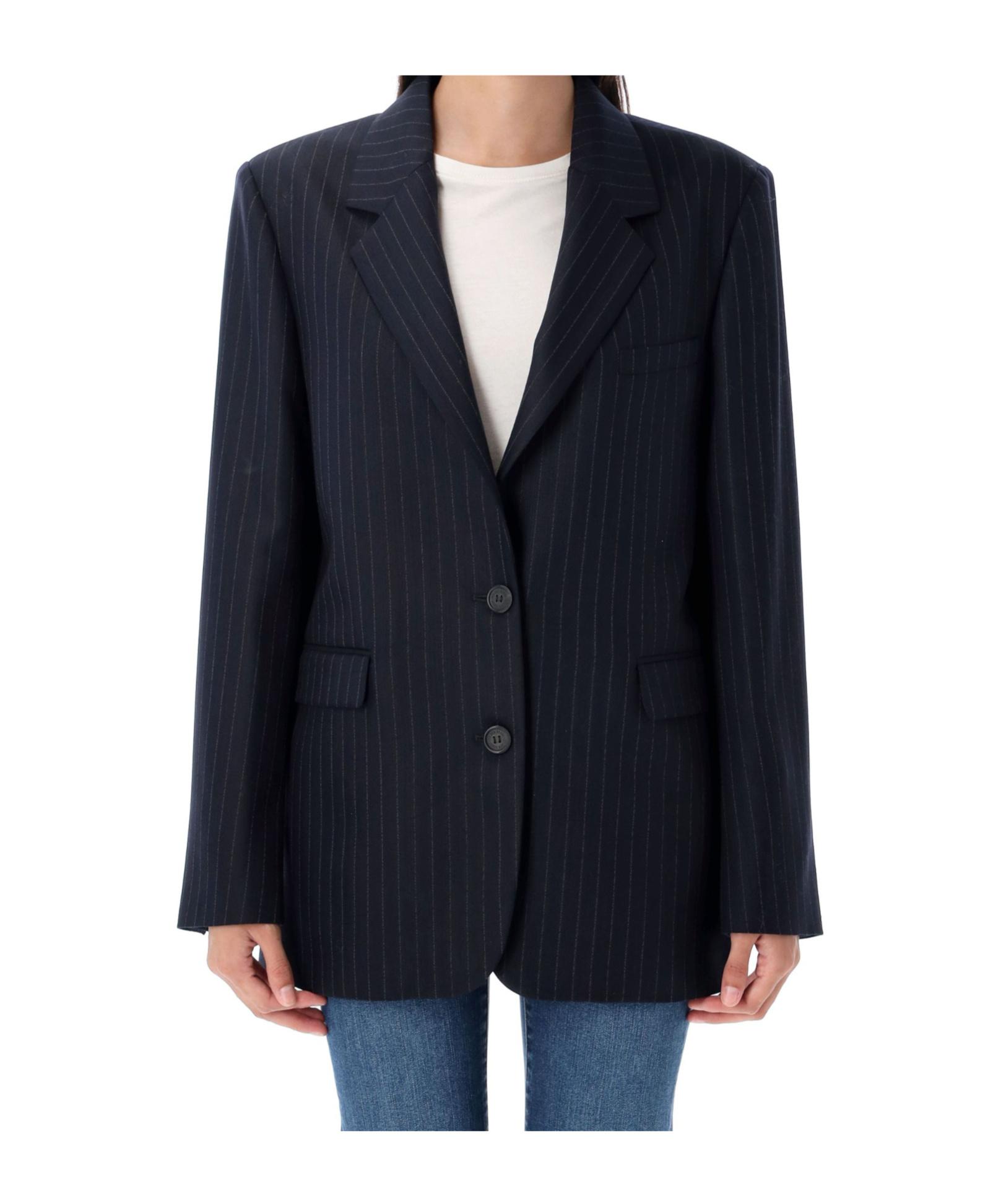 ジャケット Golden  Single-Breasted Pinstriped Jacket Golden Goose Golden Single Breasted Blazer Dark Blue