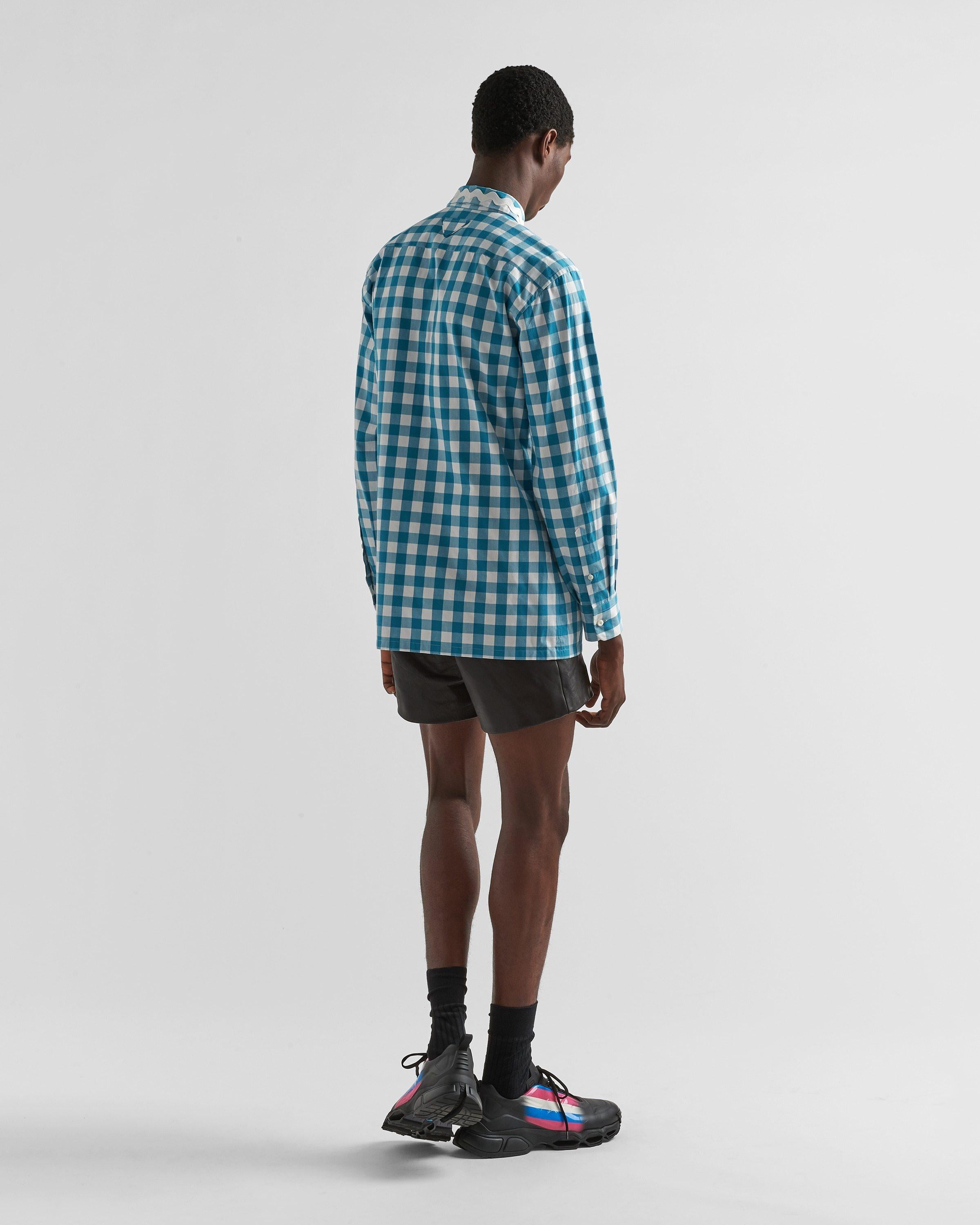 Prada Check-Printed Buttoned Shirt in Blue for Men | Lyst