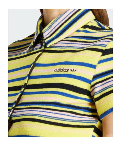 adidas Originals Towel Button-Up Tee in Yellow | Lyst