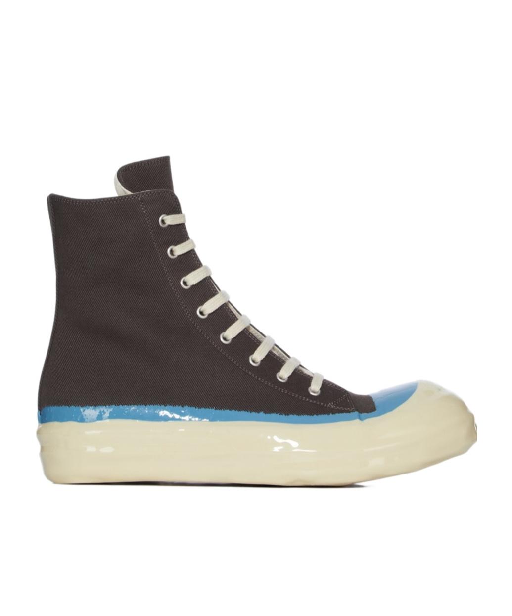 【Rick Owens】 Suede-trimmedデニムハイトップスニーカー RICK OWENS】スエードトリム デニム ハイトップスニーカー RICK