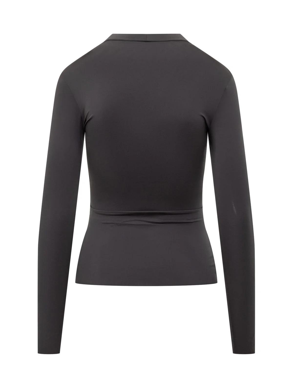 Marine Serre Moon Logo Strass Jersey Ls Highneck Top in Black | Lyst