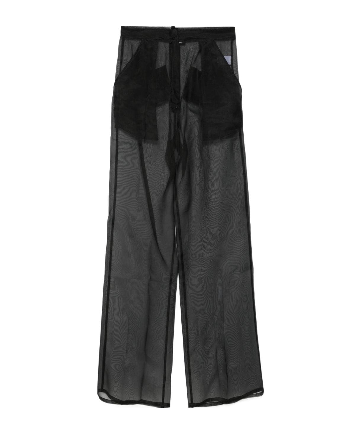 パンツ OSEREE Feather silk pants Black Oseree Set Feather Trim Top Pant Set Pants Size L Top Is M