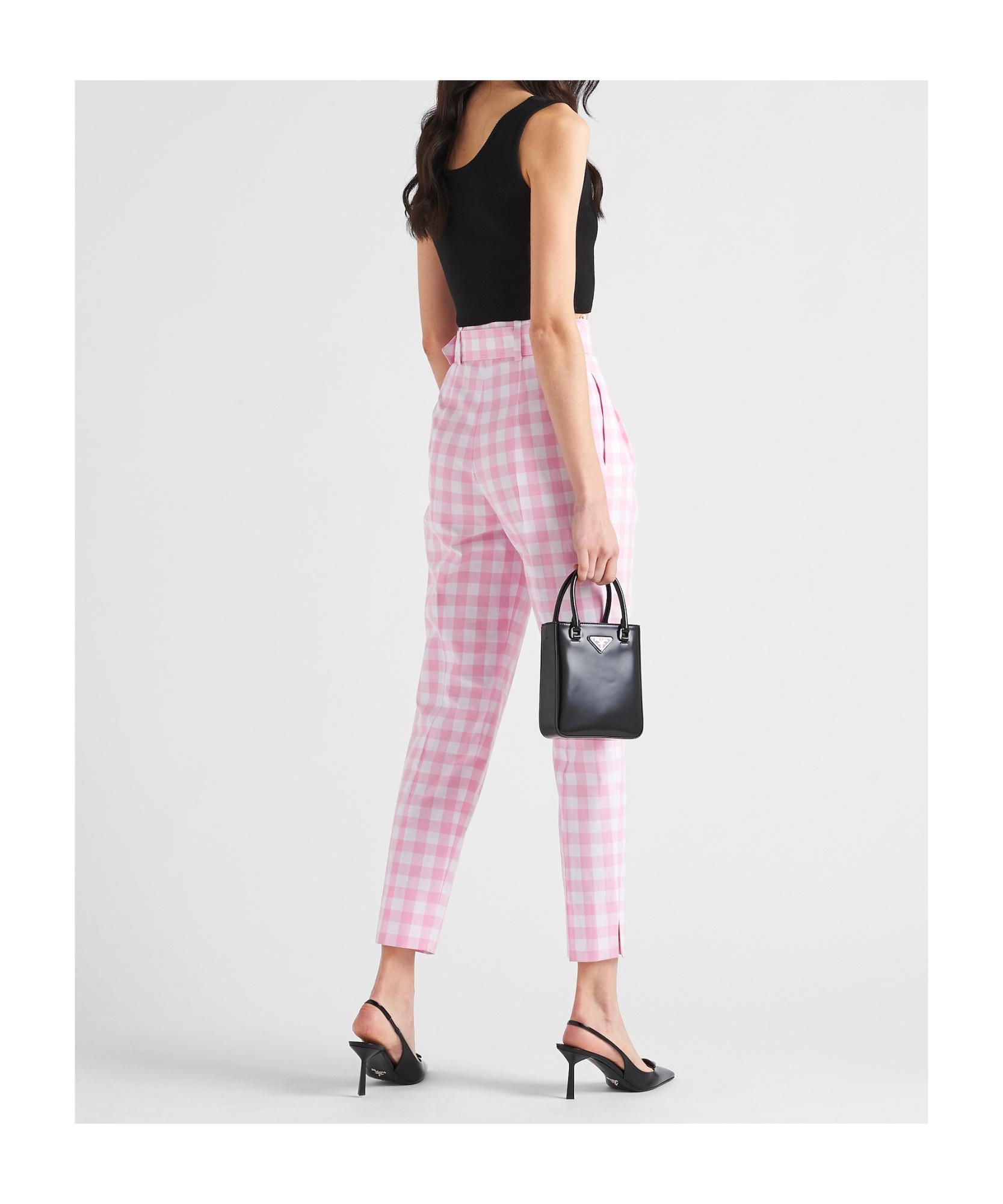 Prada Checked Belted Trousers in Pink | Lyst