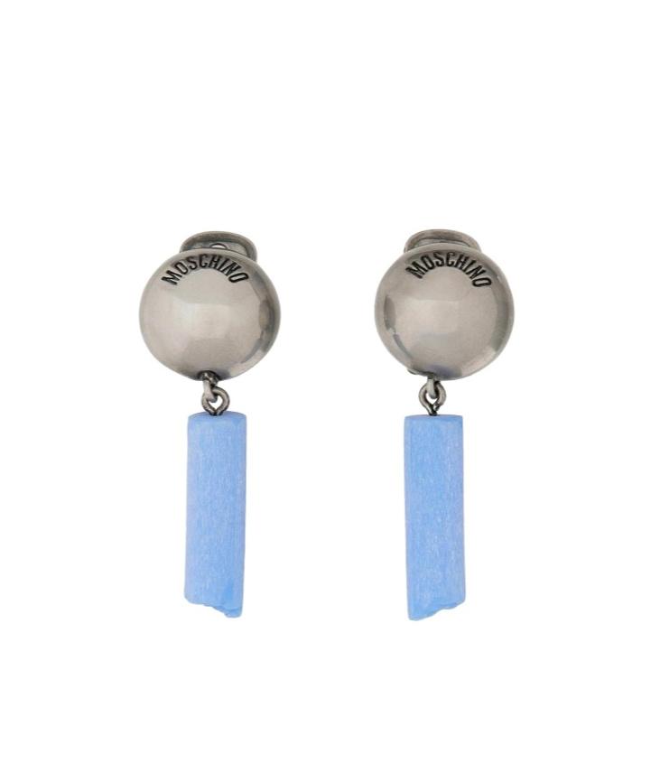 【関税&送料込】Moschino Logo Earrings Vintage MOSCHINO Button Safety Pin Novelty Dangling Earrings