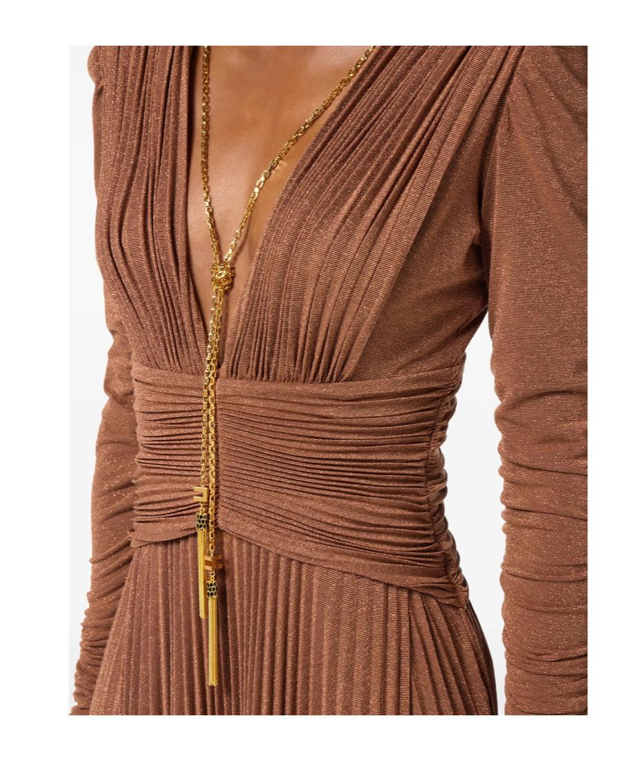 ELISABETTA FRANCHI Vネック 長袖 ラインストーン マキシ ドレス XS-Lサイズあり】【SETTAN/セッタン】総レース/ 袖あり/ 七分袖