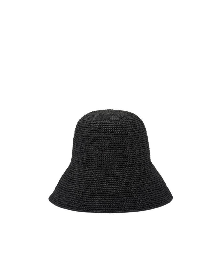 ハット PRADA SS25 Black raffia bucket hat (1HC1372C2T F0002) Prada Black Raffia Bucket Hat - SS25 Women Accessories – LOZURI®