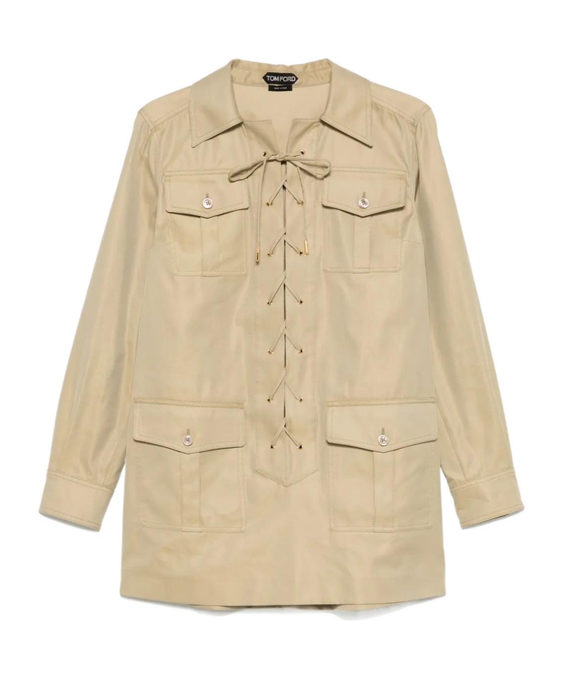 コート Tom Ford Twill Blouse Tom Ford - Chalk Fluid Twill Trench Coat | Mitchell Stores