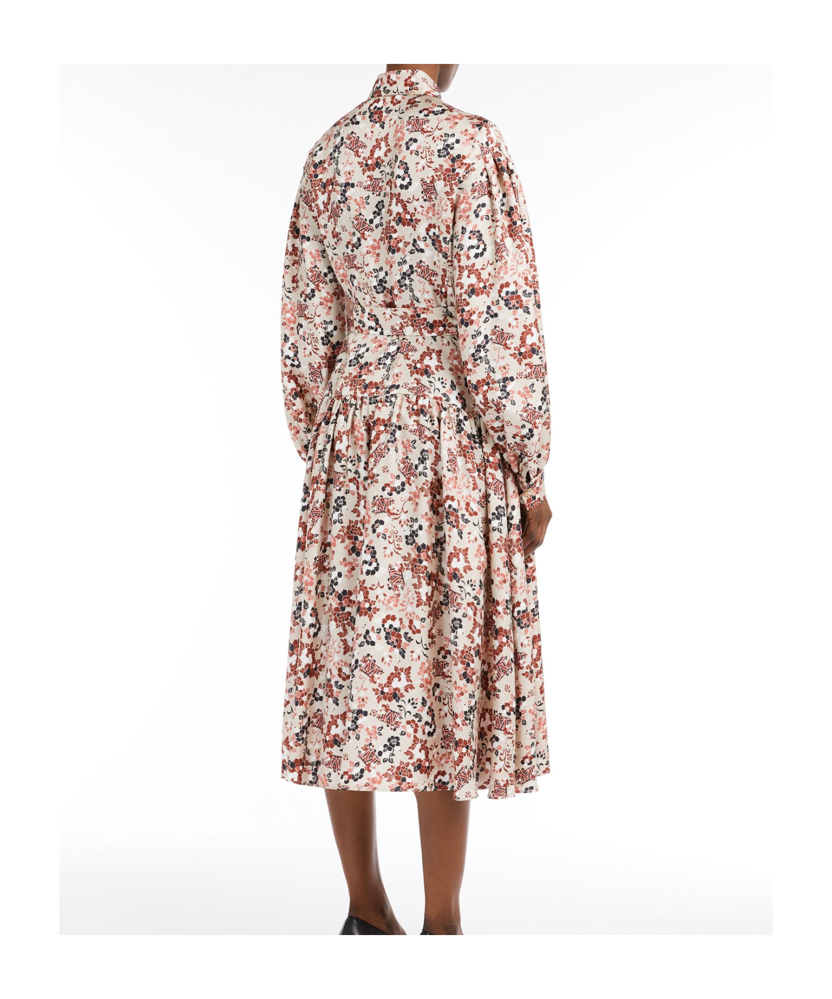 Max Mara Printed Silk Flared Dress in Pink | Lyst