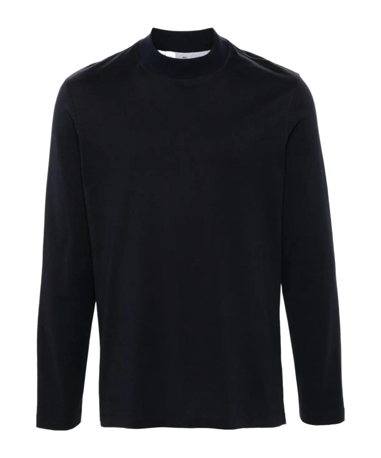 Tシャツ・カットソー Brunello Cucinelli Fitted Black Long-Sleeved Top Brunello Cucinelli Pailette Embroidered Ribbed T-Shirt