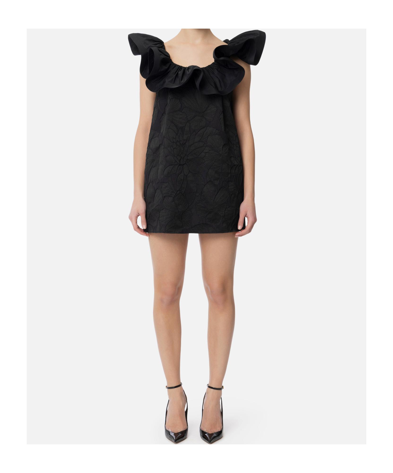 ワンピース ELISABETTA FRANCHI Floral jacquard dress with ruffles Floral jacquard dress with ruffles | Elisabetta Franchi