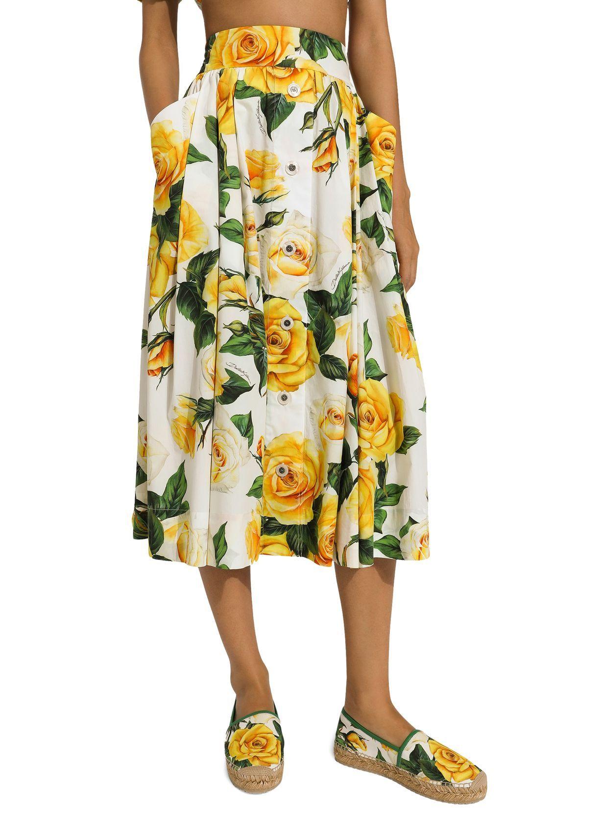 Dolce & Gabbana YELLOW PATTERNED SKIRT パターン スカート Dolce & Gabbana Patterned Skirt in Yellow | Lyst