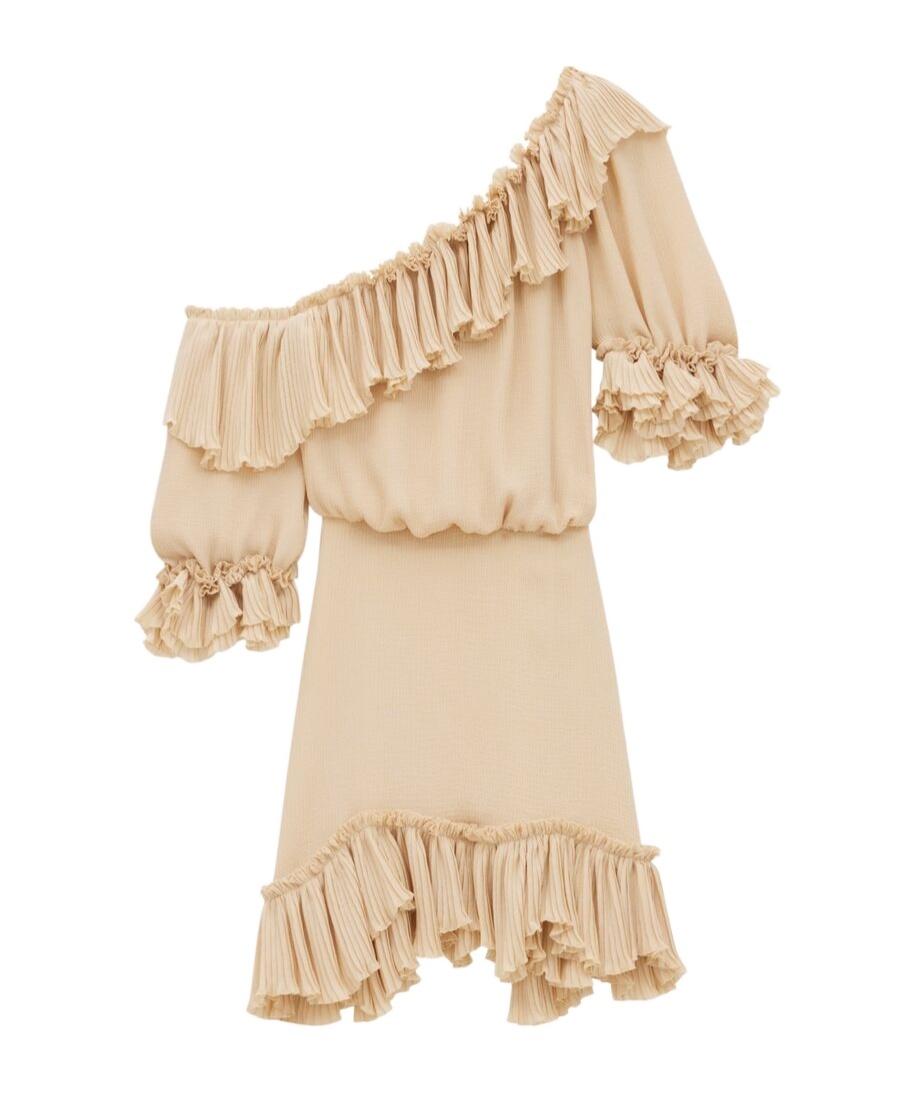 open lace back dress Saint Laurent Ocelot Lame Pleated Mini Dress