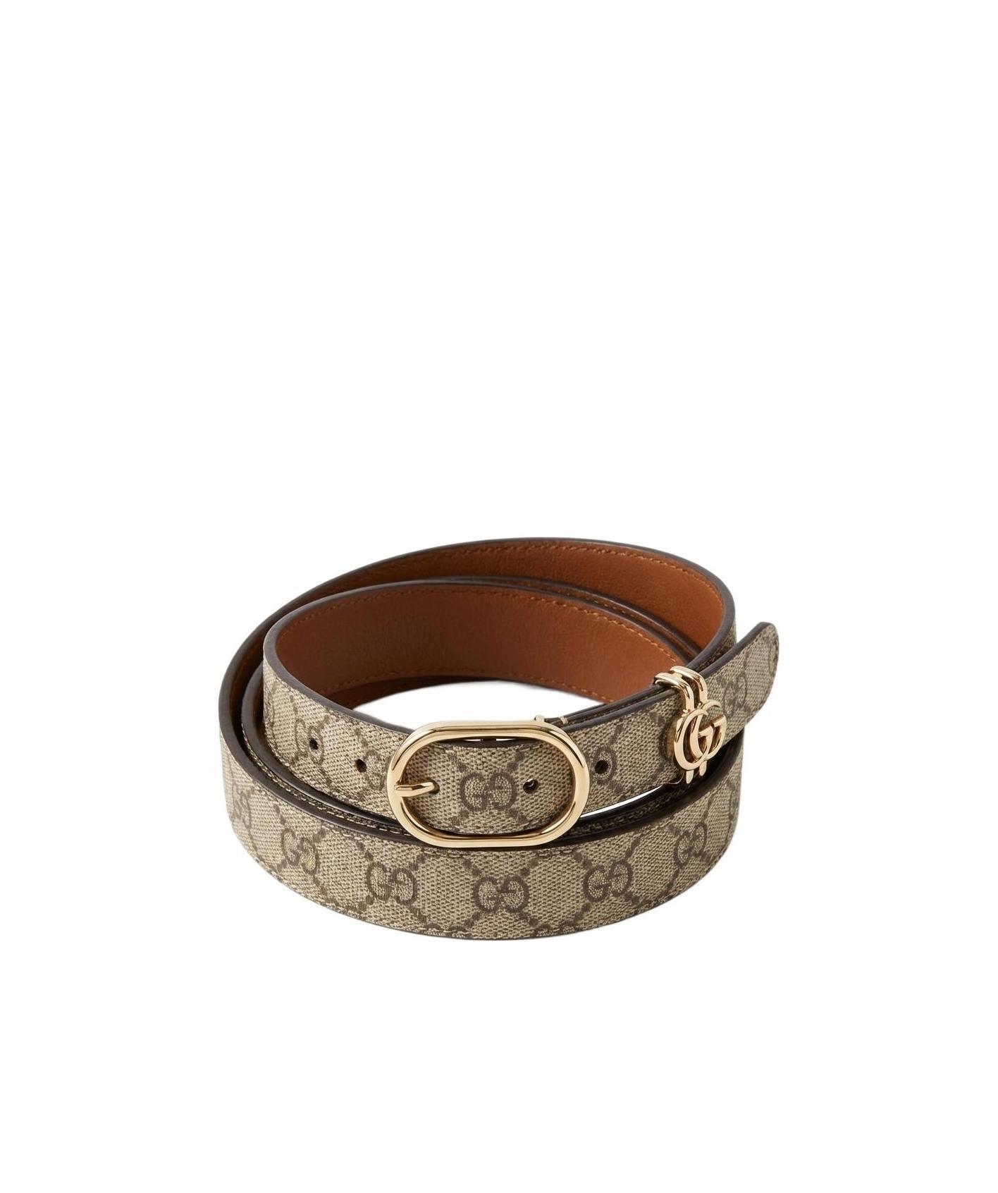 Gucci Brown Leather Belt with Jeweled GG Oval Buckle Gucci New Brown Jewel Buckle Belt - Vintage Lux main image 3