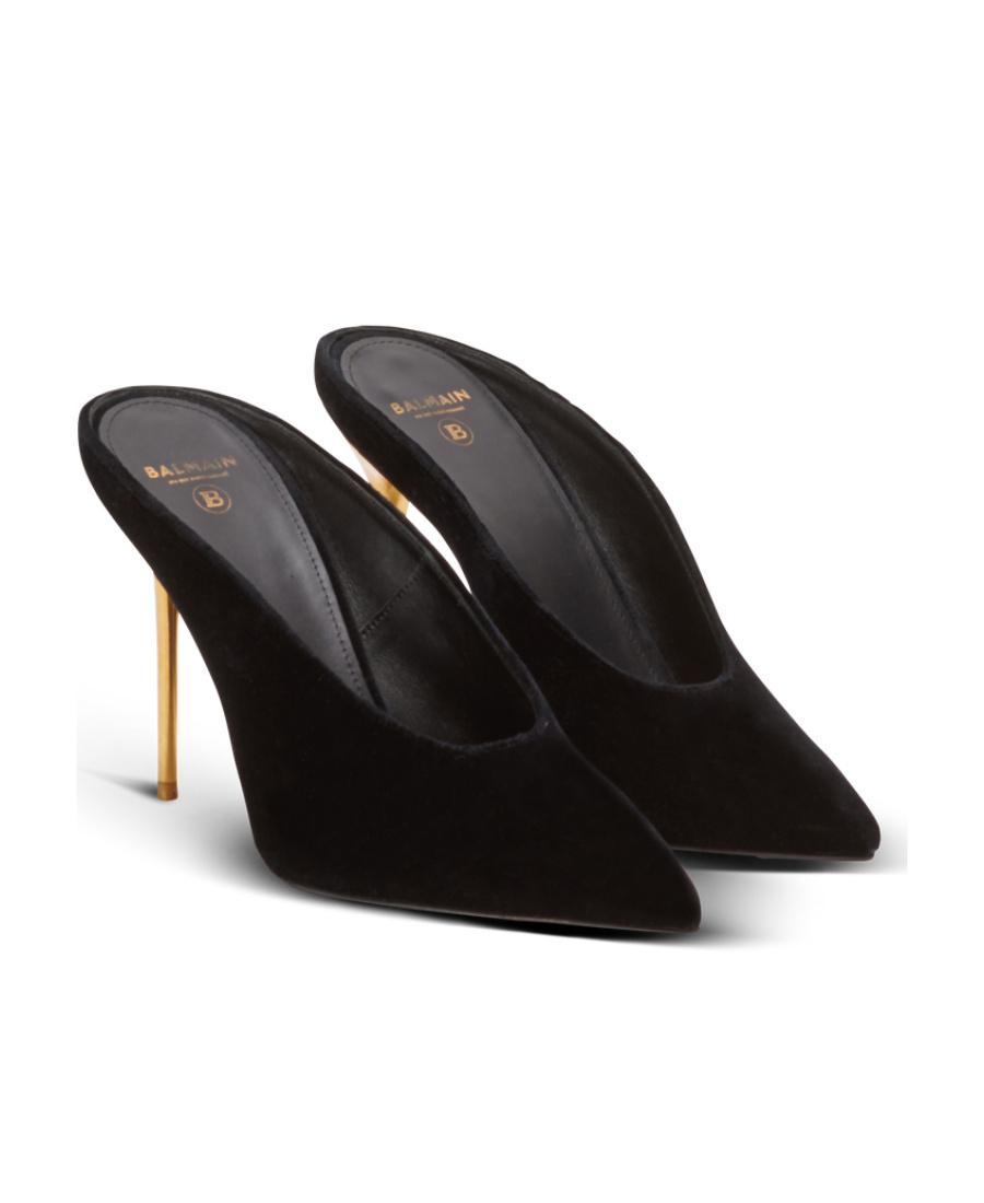 Balmain Velvet Ruby Mules in Black | Lyst