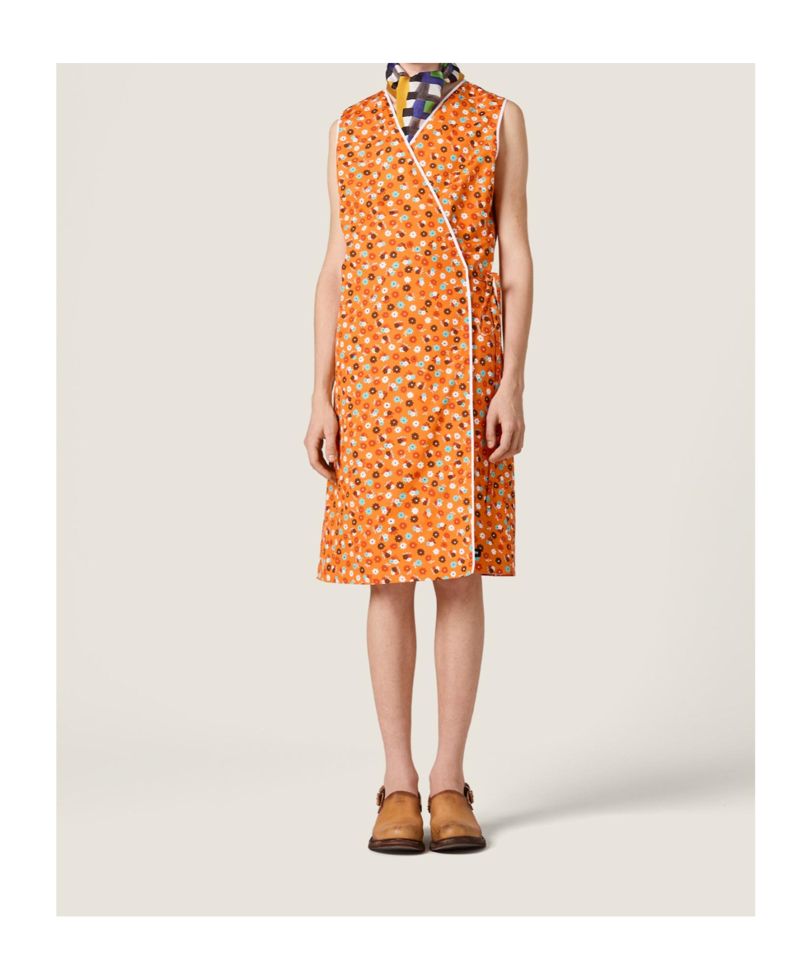 miu miu floral midi dress Miu Miu Floral Neck-Tie Short-Sleeve Midi Dress
