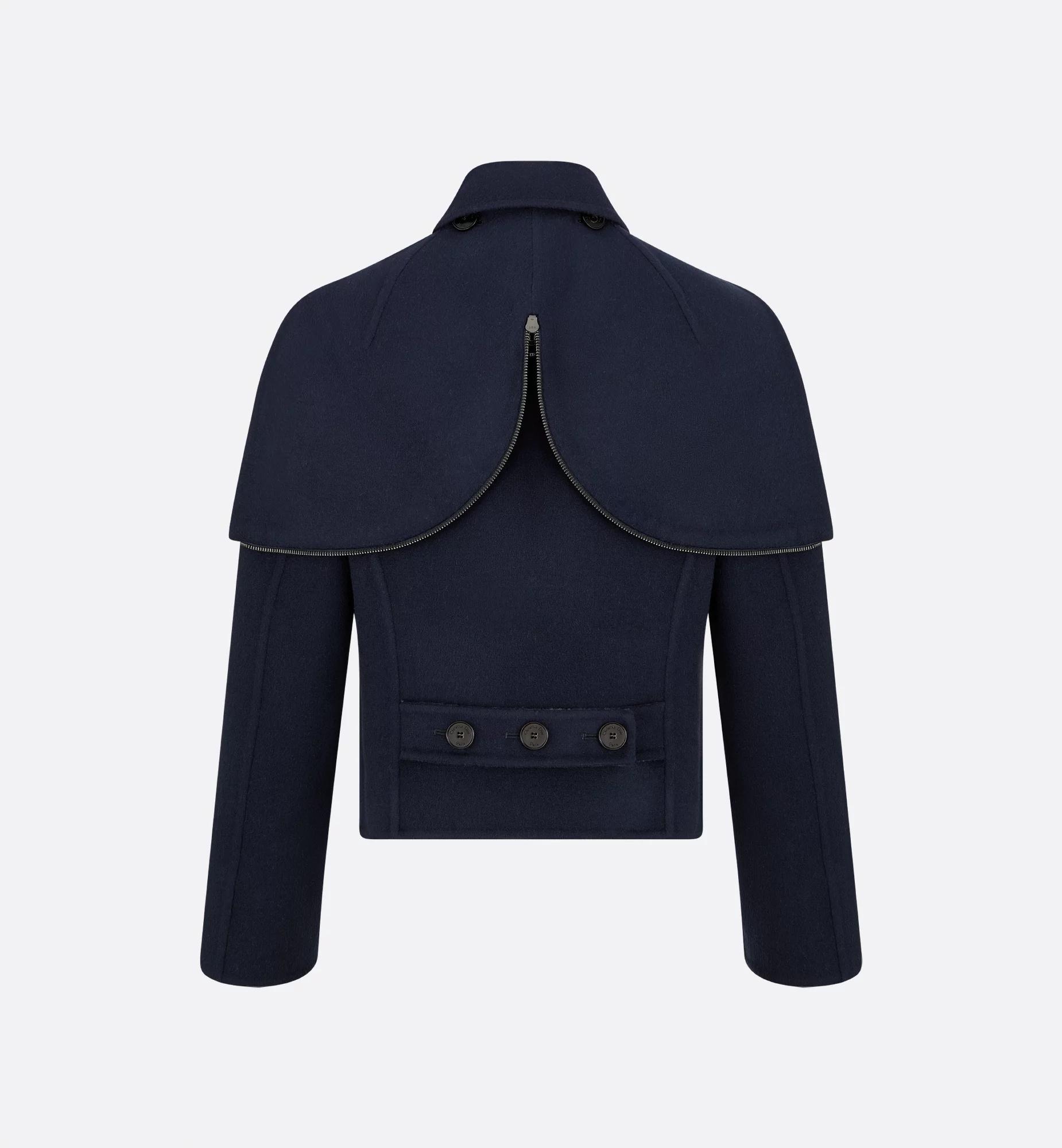 Dior Christian Double-Breasted Hooded Peacoat in Blue | Lyst
