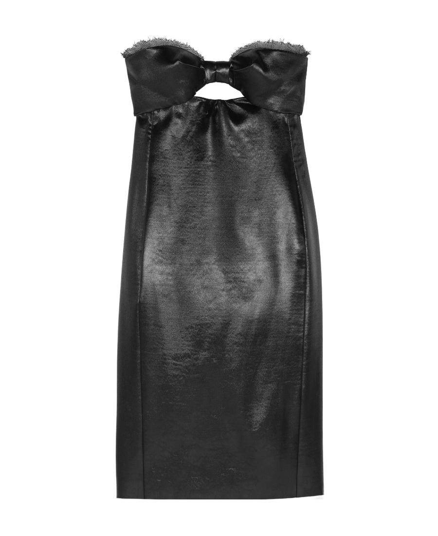 knee length dresses for ladies Saint Laurent // Black Knit Cut Out Mini Dress  VSP Consignment