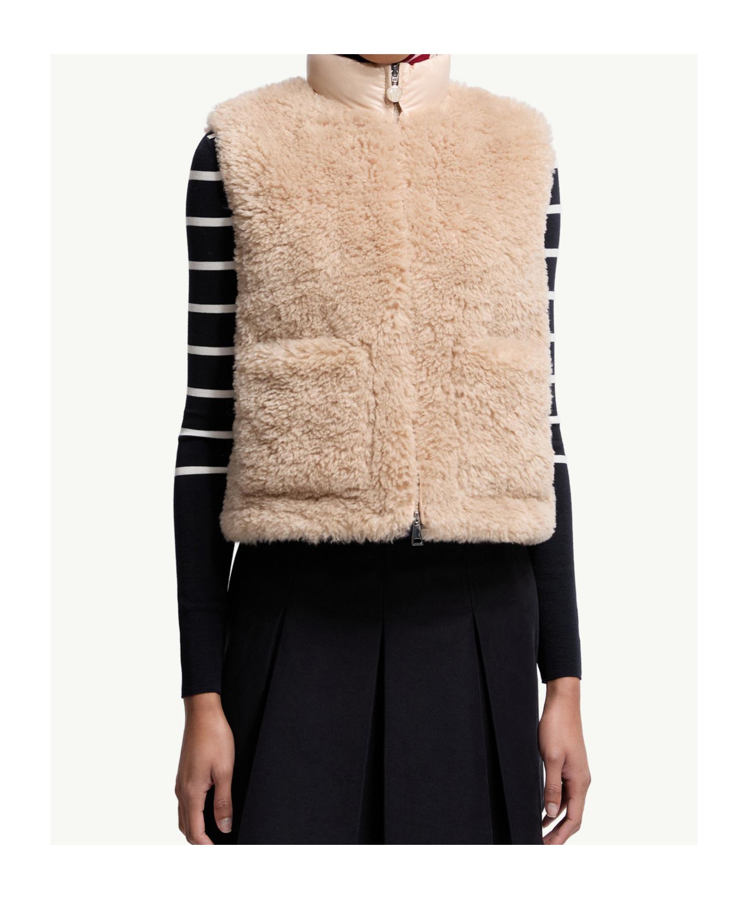 Moncler Planeze Teddy Down Gilet in Natural | Lyst