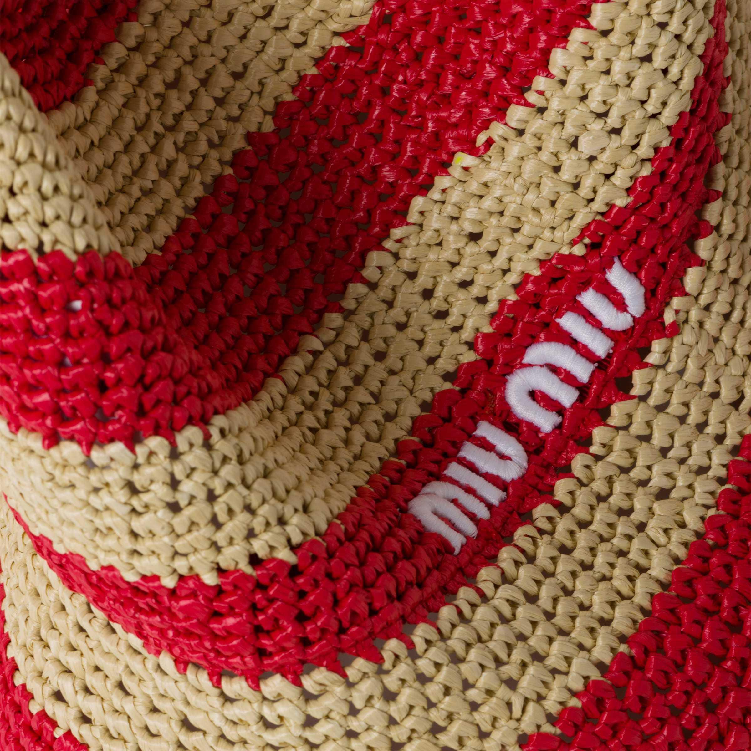Women Red Accent Miu Miu Hat | Woven Raffia Summer Essential Straw Hat Miu Miu Beige Raffia Hat - SRM – SHENGLI ROAD MARKET main image 3