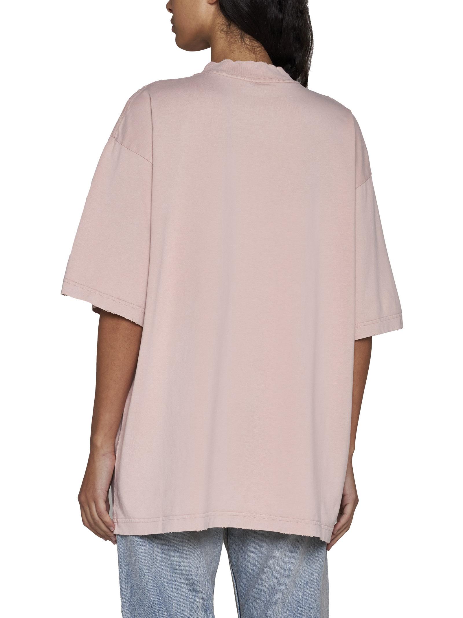 Tシャツ・カットソー BALENCIAGA Pink cotton oversize t-shirt (831305TSVP6 2014) Balenciaga Oversized Embroidered Logo-Print Cotton-Jersey T