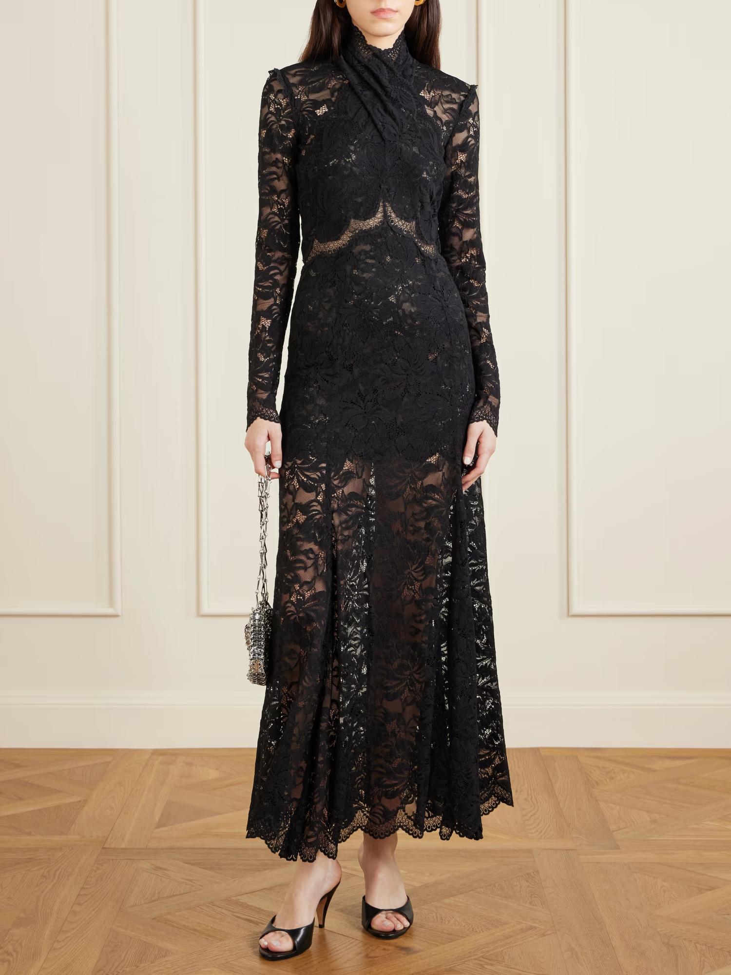 paco rabanne lace robe dress Rabanne Lace Maxi Dress