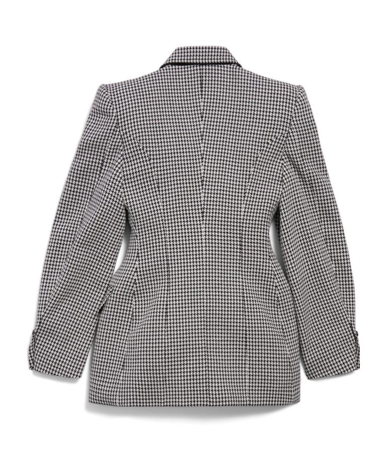 BALENCIAGAバレンシアガ　Hourglass Houndstooth Balenciaga Houndstooth Wool Double-breasted Hourglass Coat