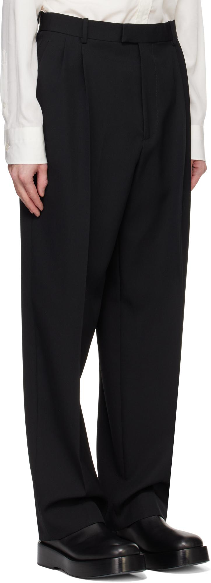 Bottega Veneta Pleated Straight Leg Trousers in Black for Bottega Veneta Pleated Straight Leg Trousers in Black for