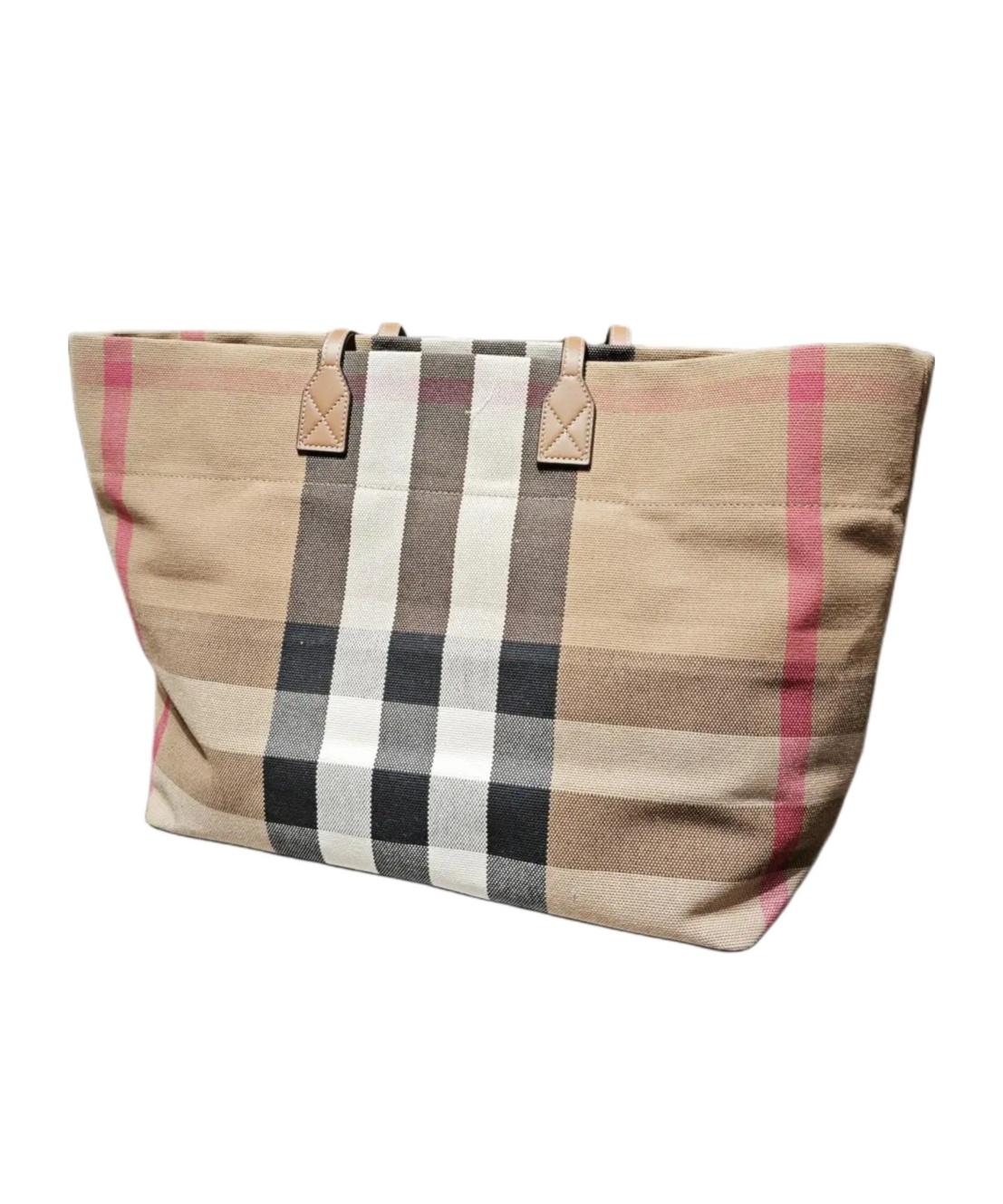Burberry Medium Check Tote Bag in White | Lyst
