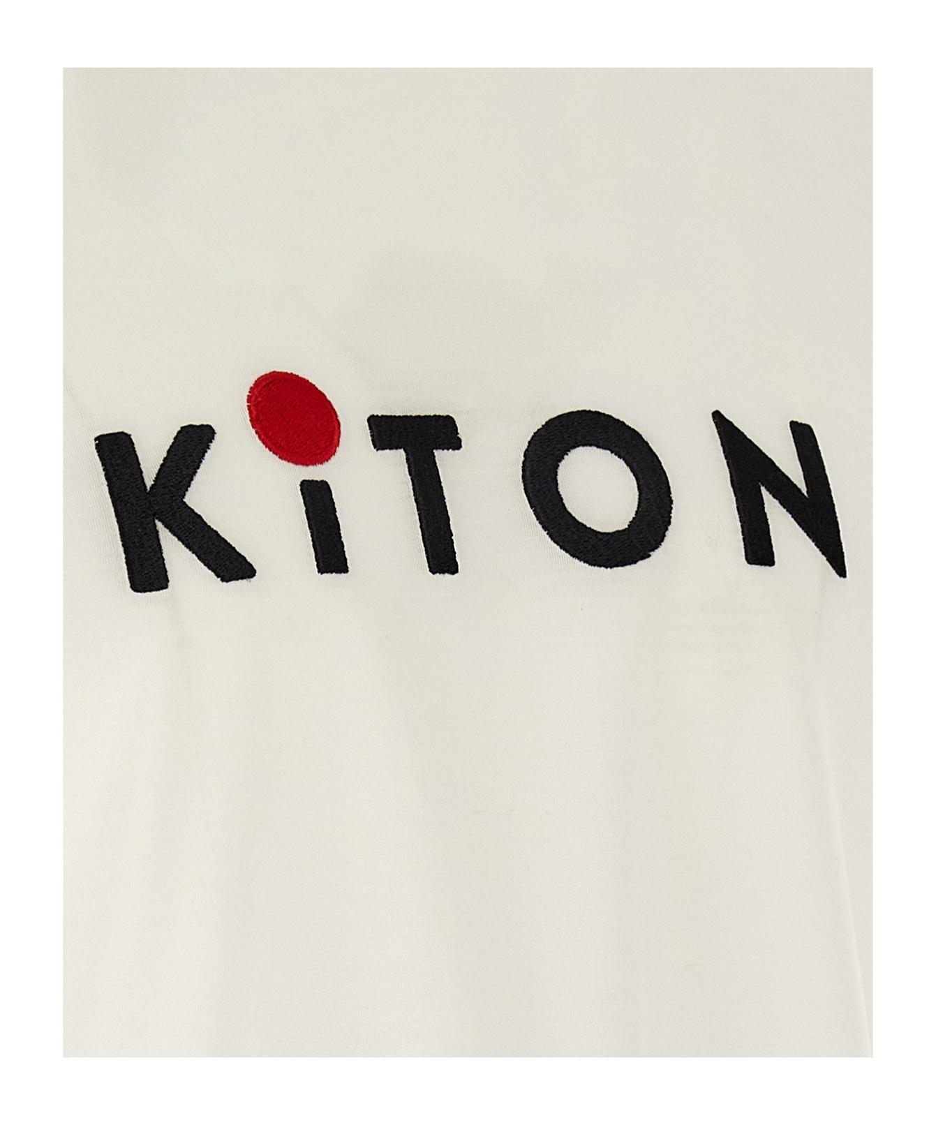 Kiton Logo Embroidered T-Shirt in White for Men | Lyst