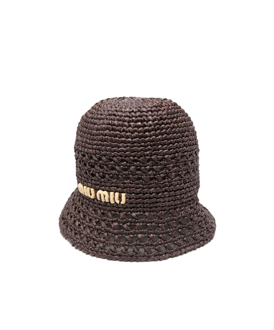 Miu Miu Logo Embroidered Crochet-Knitted Bucket Hat in Brown | Lyst