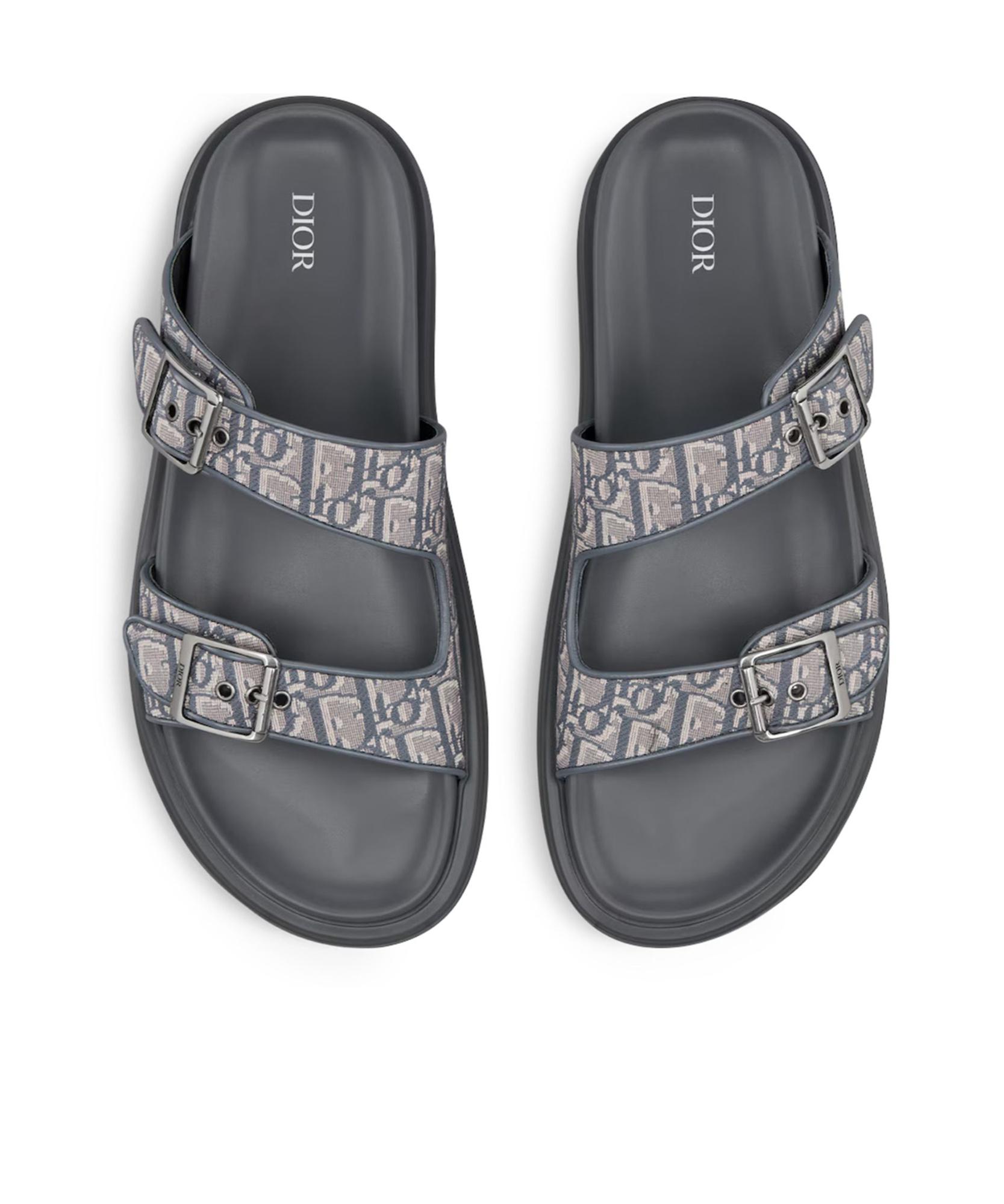 Dior Aqua Sandal Men DIOR Aqua Oblique Jacquard Blue Canvas Black
