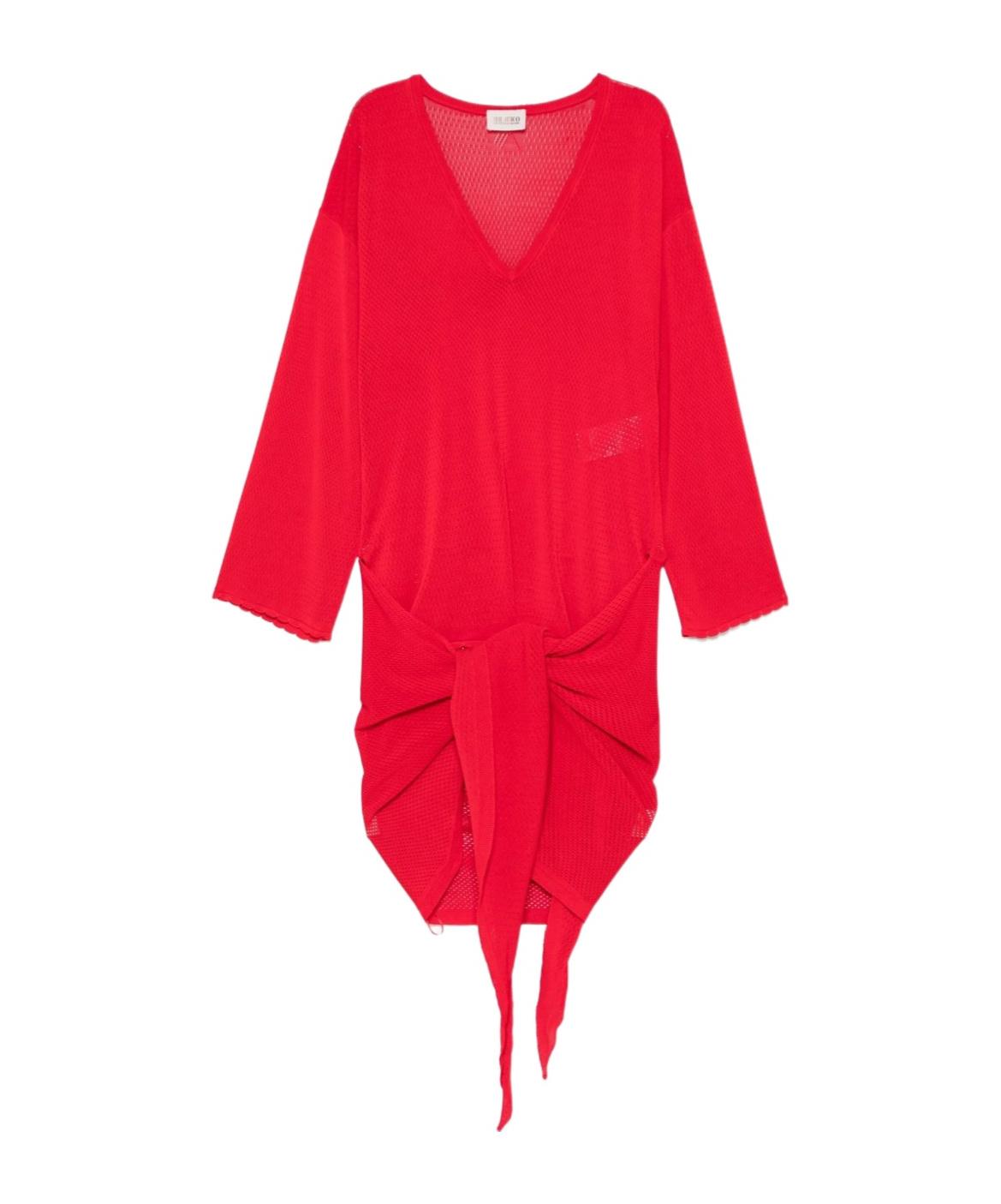 オールインワン・サロペット The Attico Burgundy Draped Mini Dress With Long Sleeves The Attico Burgundy Draped Dress With Long Sleeves | THE LIST