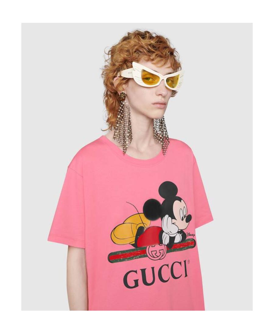Gucci X Disney Mickey Print Oversized T-Shirt in Pink | Lyst UK