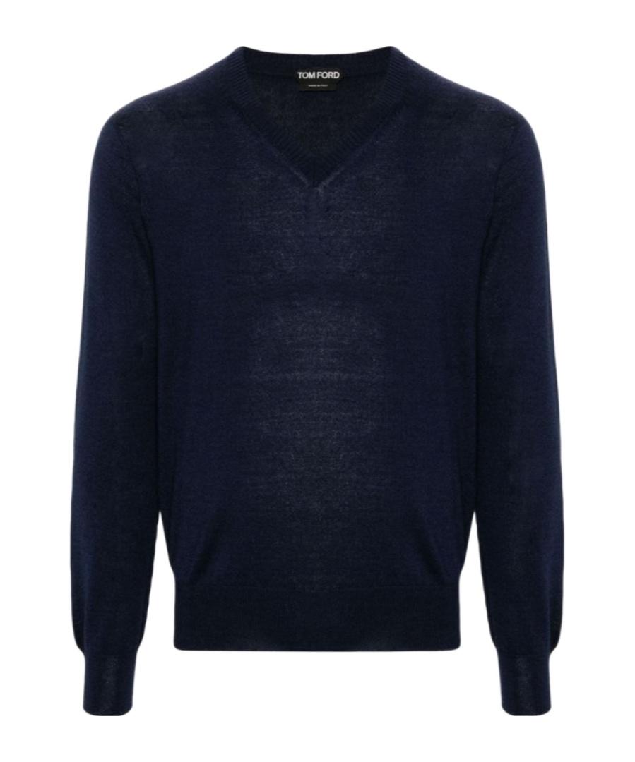 TOM FORD ダークブルーVネックニット Tom Ford V-neck sweaters for Men | Online Sale up to 67% off