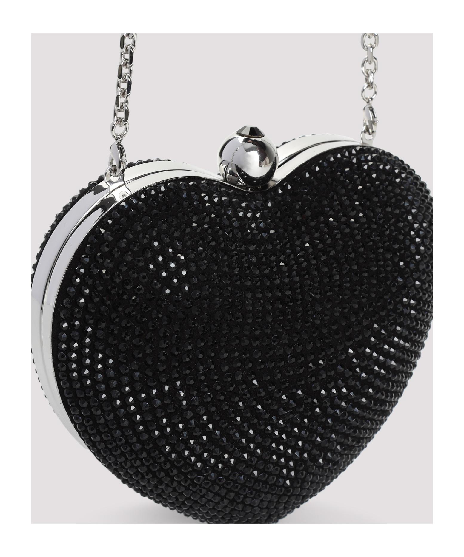 クラッチバッグ Mach & Mach Heart-Shaped Black Clutch With Shimmering Mach & Mach Crystal Heart Clutch Bag in Black | Lyst