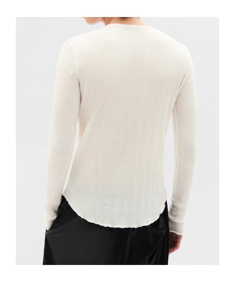 ANN DEMEULEMEESTER 長袖ニット ホワイト Ann Demeulemeester Maris Long Sleeves Serafino Top in White for