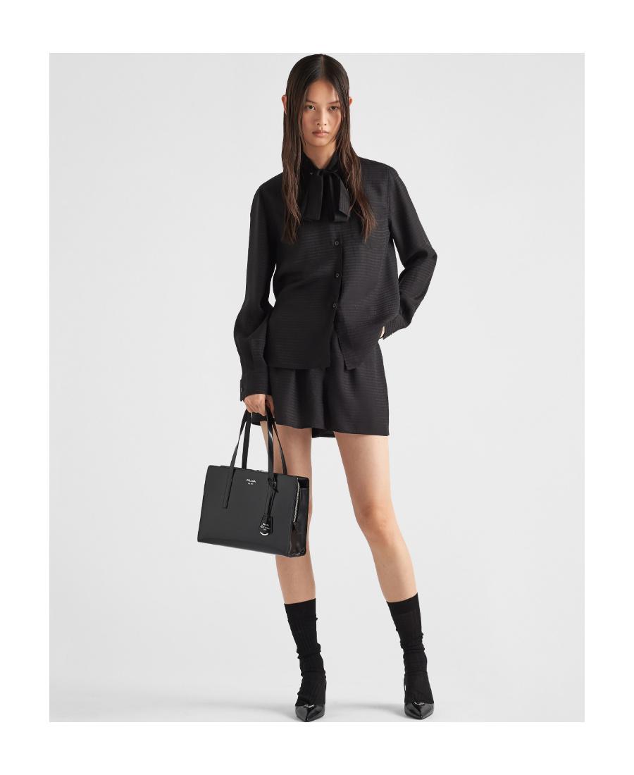 Prada Jacquard Crêpe-De-Chine Shorts in Black | Lyst