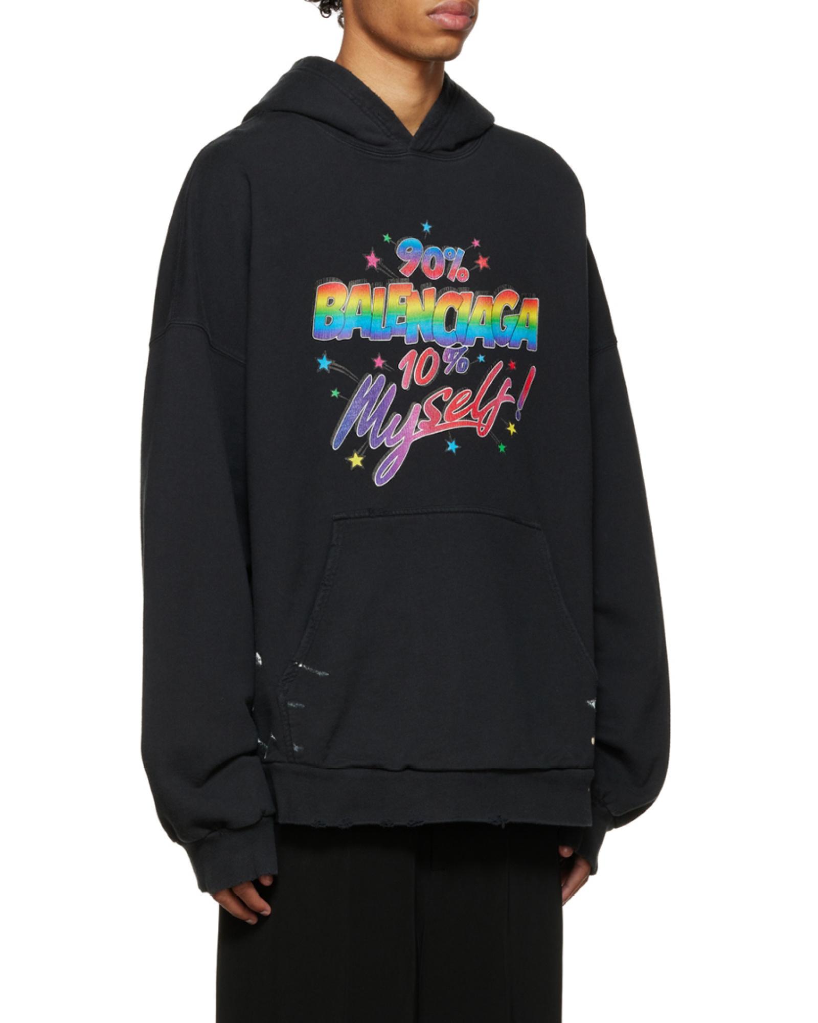 Balenciaga Wide Fit Slogan-Print Hoodie in Blue for Men | Lyst UK