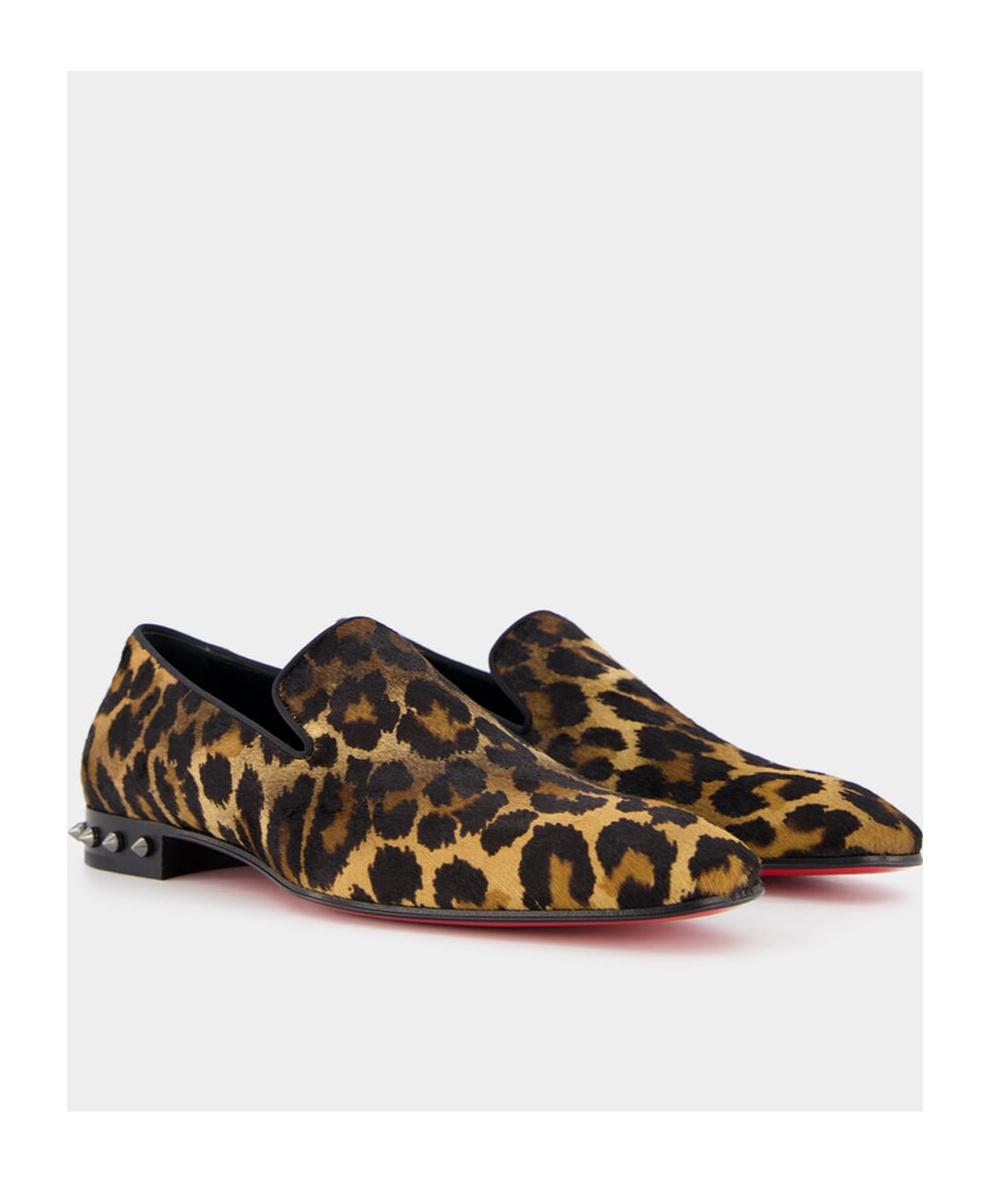 Christian Louboutin Men\'s Leopard Print Slip-On Loafers in Brown and Black CHRISTIAN LOUBOUTIN Size 9 Brown Black Leopard Print Velour  main image 2
